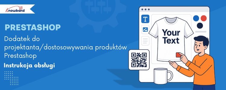 Obraz główny dodatku PrestaShop Product Designer/Customizer, przedstawiający narzędzia do personalizacji produktów i elementy brandingu