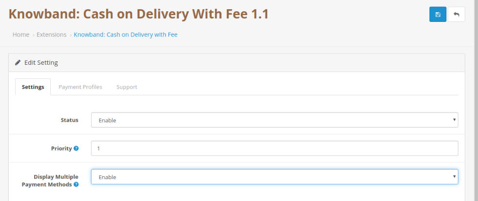 OpenCart Cash on Delivery with Fees extension