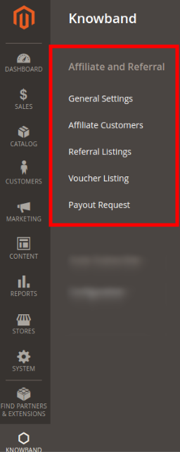 Configureation options : affiliate and referral