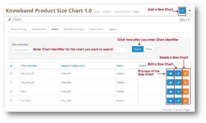 OpenCart Product size chart Extension