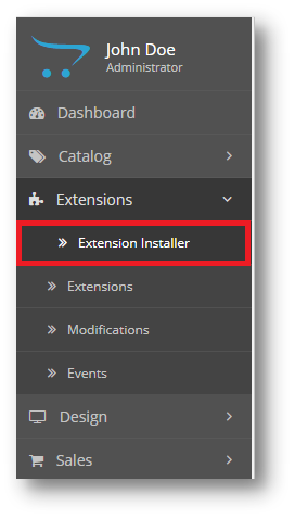 OpenCart Size chart link plugin installation extension installer