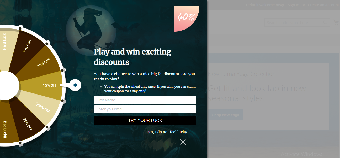 Magento 2 spin and win pop up