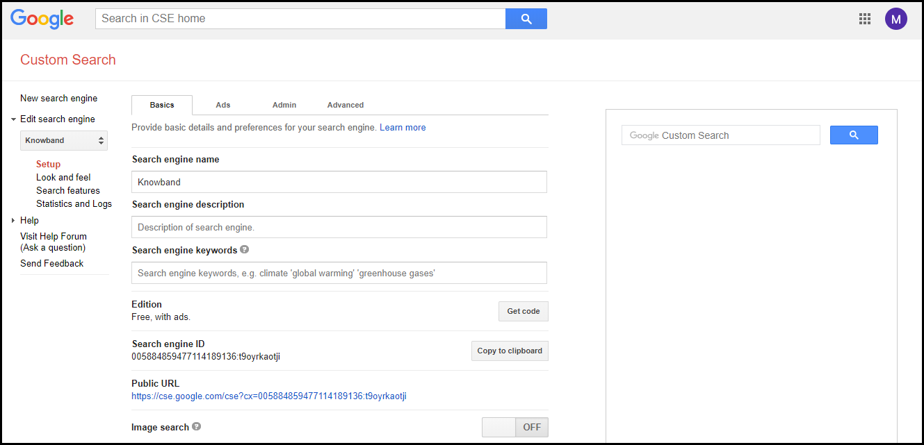Google custom search