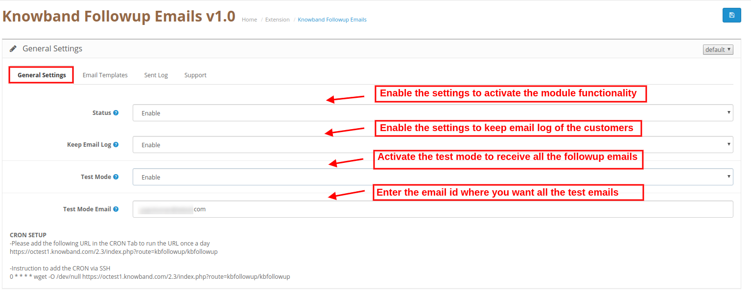 1-general-settings: extensión de correos electrónicos de seguimiento de OpenCart