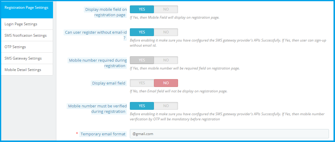 PrestaShop Mobile Login- Registrierungsformular