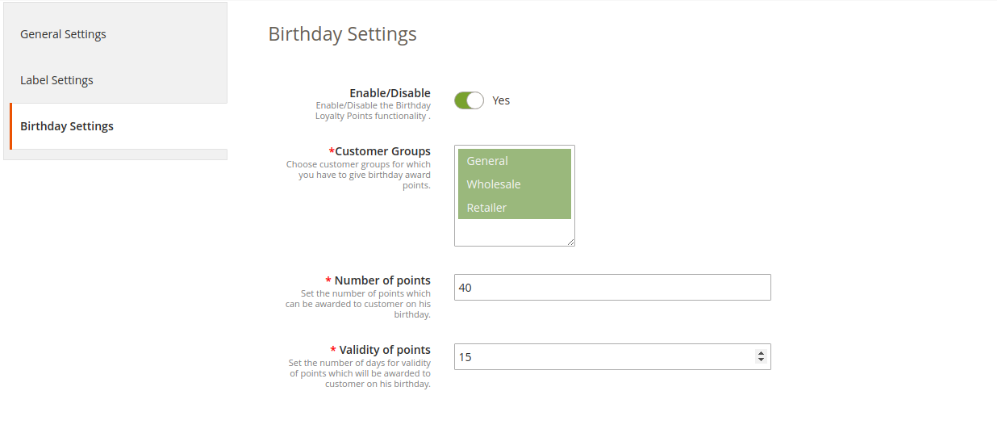 Magento 2 Loyalty Points Extension birthday points