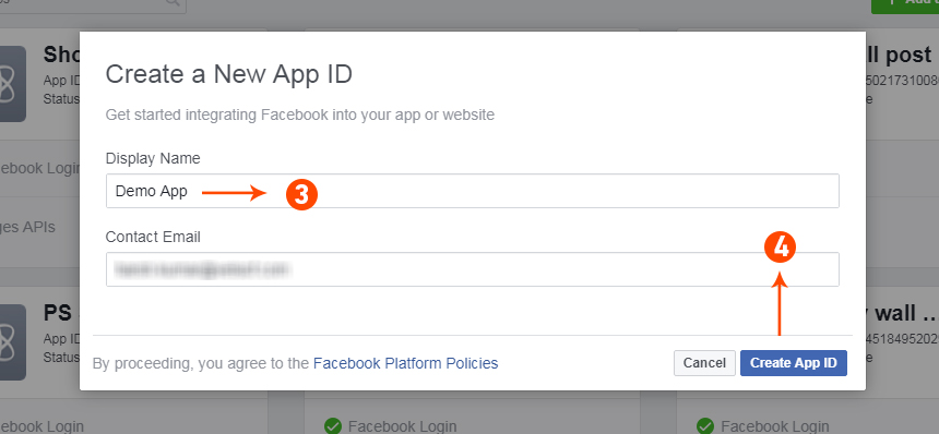 ID e segredo do aplicativo do Facebook
