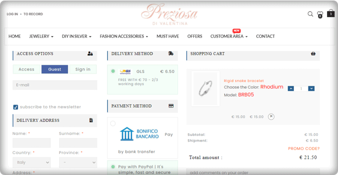 preziosadivalentina-One-Page-checkout-PrestaShop-Italien