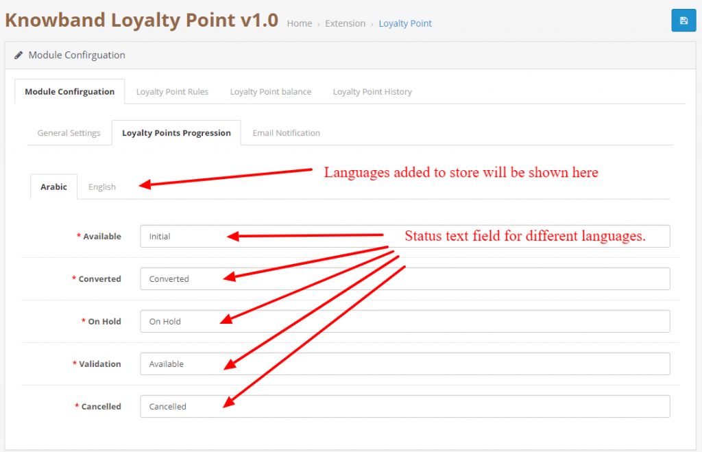 opencart-loyalty-points-extension_module-configuration_points-progresja-ustawienia