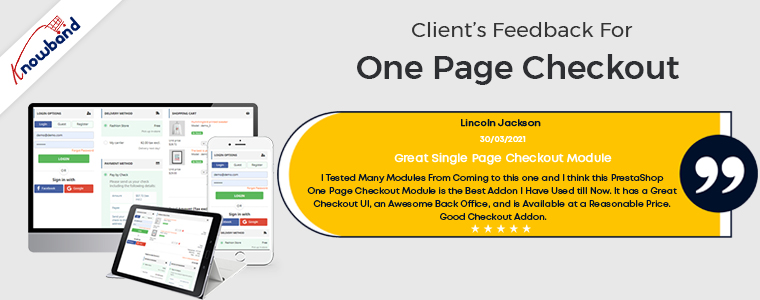 customer feedback of Knowband's One page Checkout