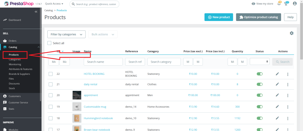 Optimize Individual Product URLs - In the Admin panel, Open Catalog, Products