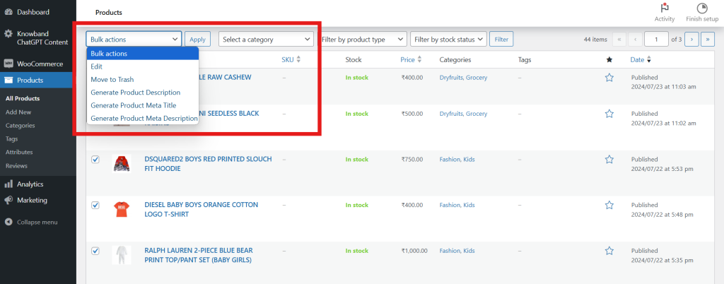 Knowband WooCommerce ChatGPT Content Generator Prompt Executions