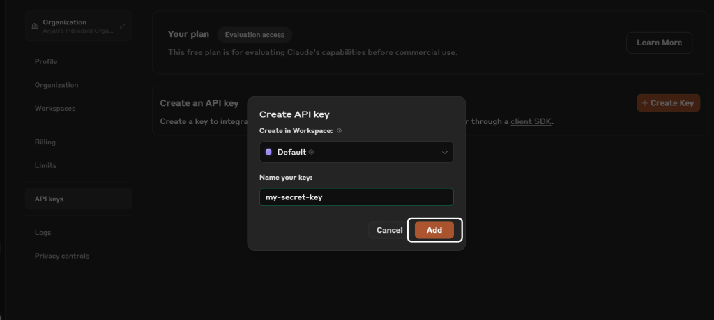 Guida ai passaggi per ottenere la chiave API di Claude