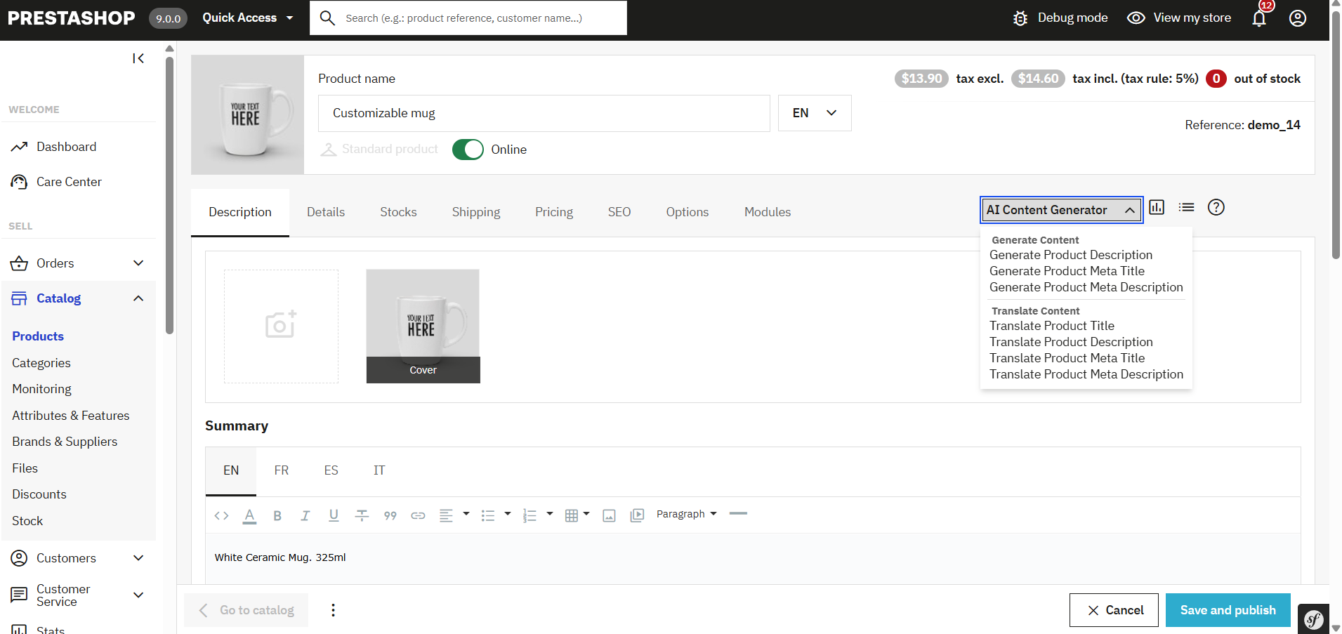 Prompt to execute on individual product page
