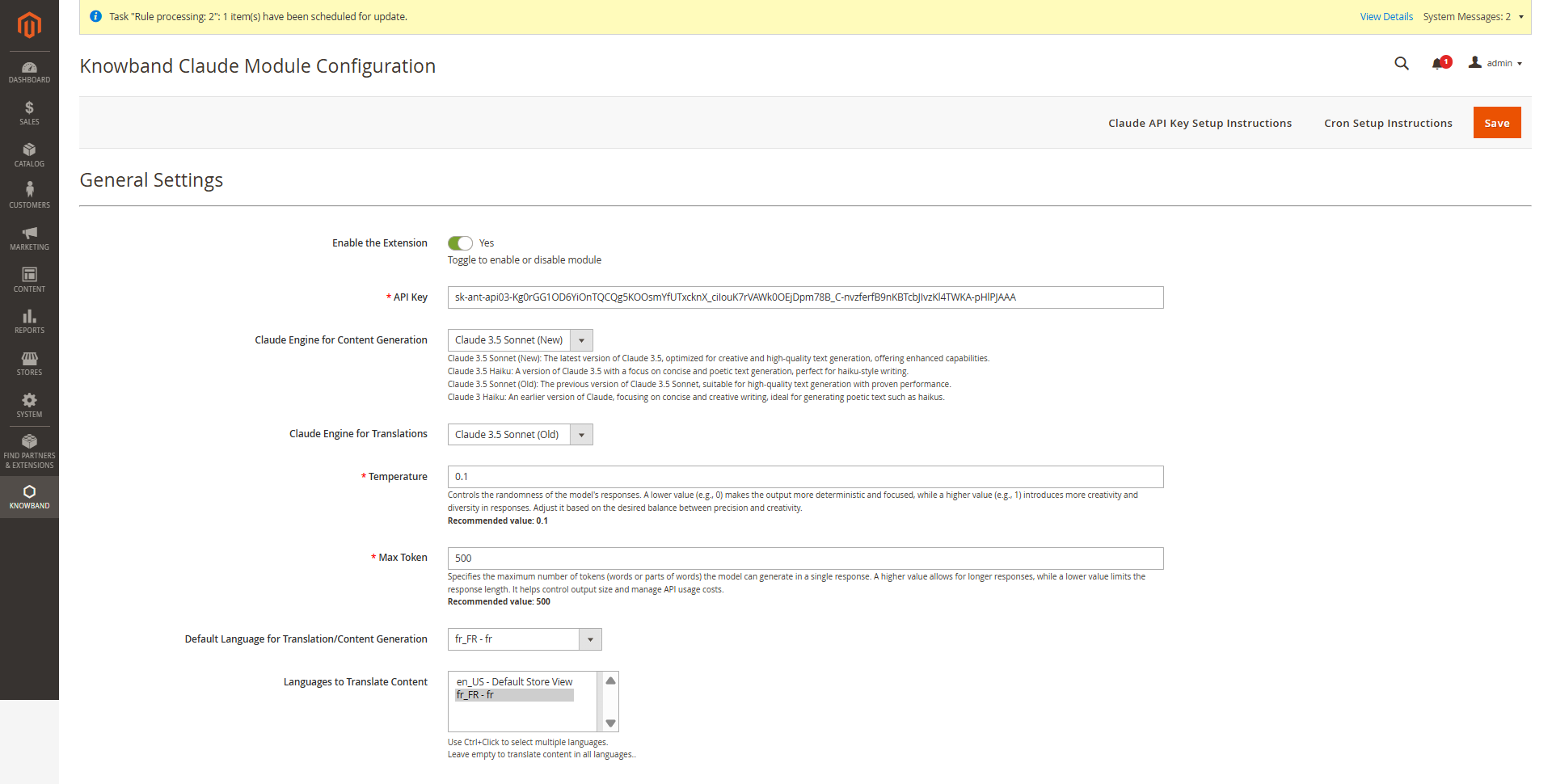 knowband's-magento-2-claude-general-configuration-settings