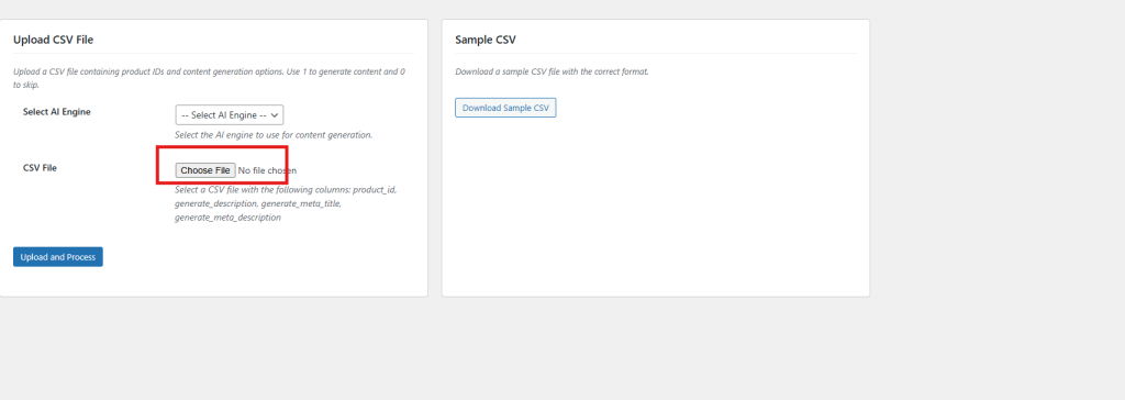 Funzionalità di generazione di contenuti di prodotto in blocco in WooCommerce AI Content Generator che crea titoli, descrizioni e metadati basati sull'intelligenza artificiale per più prodotti