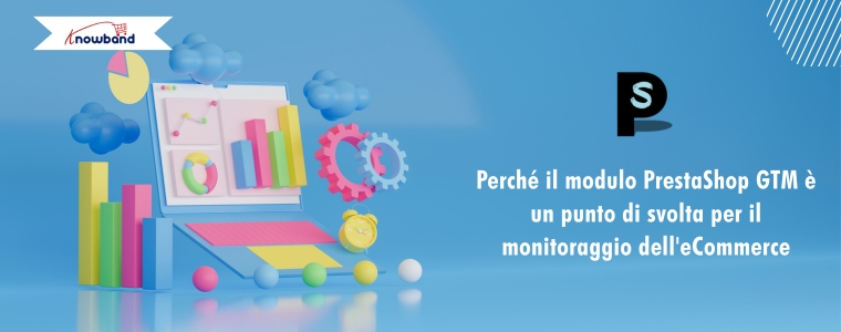 Illustrazione che mostra l’impatto del modulo PrestaShop GTM nel migliorare il tracciamento e le strategie di marketing per l’eCommerce.