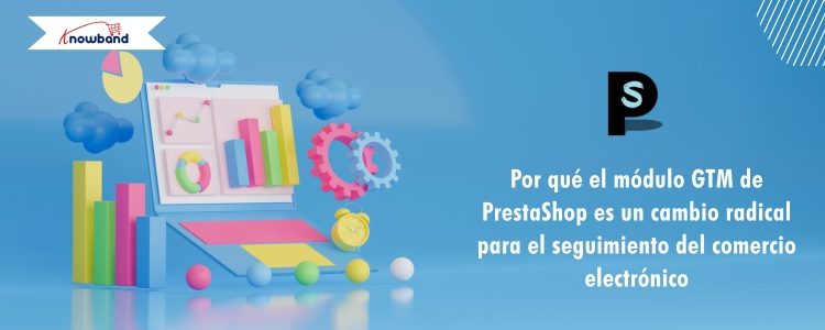 Ilustración que muestra el impacto del módulo PrestaShop GTM en la mejora del seguimiento del eCommerce y las estrategias de marketing.