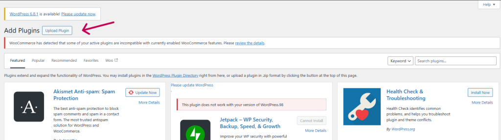 Step-by-step upload process of a module in WooCommerce AI Content Generator shown in the admin interface
