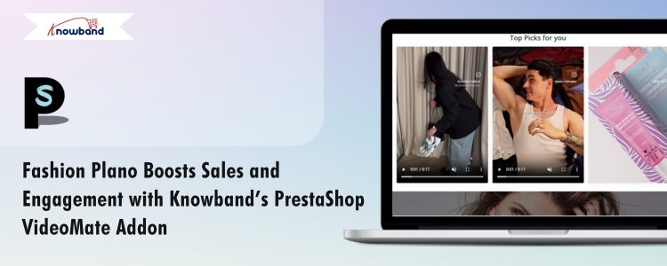Fashion Plano’s product page with embedded videos using the PrestaShop VideoMate Addon, showcasing a modern and engaging shopping experience.