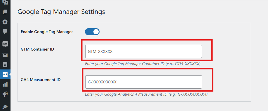 WooCommerce Google Tag Manager general settings configuration screen