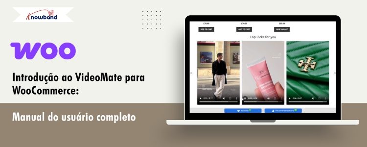 Widget de vídeo incorporado em uma página de produto WooCommerce por meio do plugin Video Manager, exibindo vídeos relacionados ao produto.”