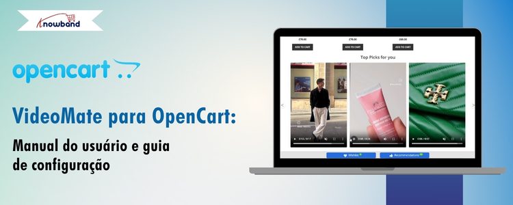 Tela do Manual do Usuário do VideoMate para OpenCart com instruções de instalação e configuração em português.