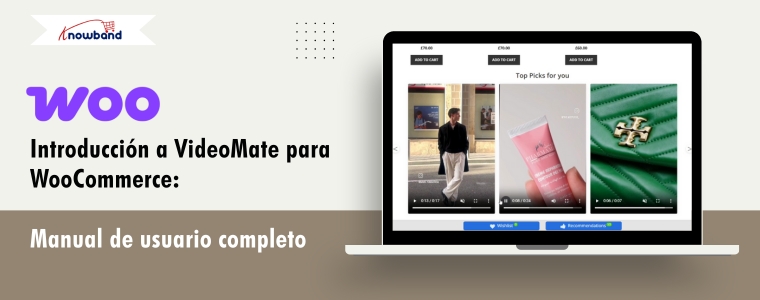 Widget de video integrado en una página de producto de WooCommerce a través del complemento Video Manager, que muestra videos relacionados con el producto.