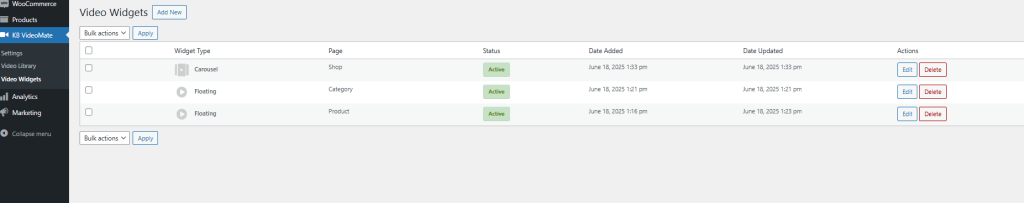 Video widget embedded on a WooCommerce product page using the Video Manager plugin, displaying product-related videos