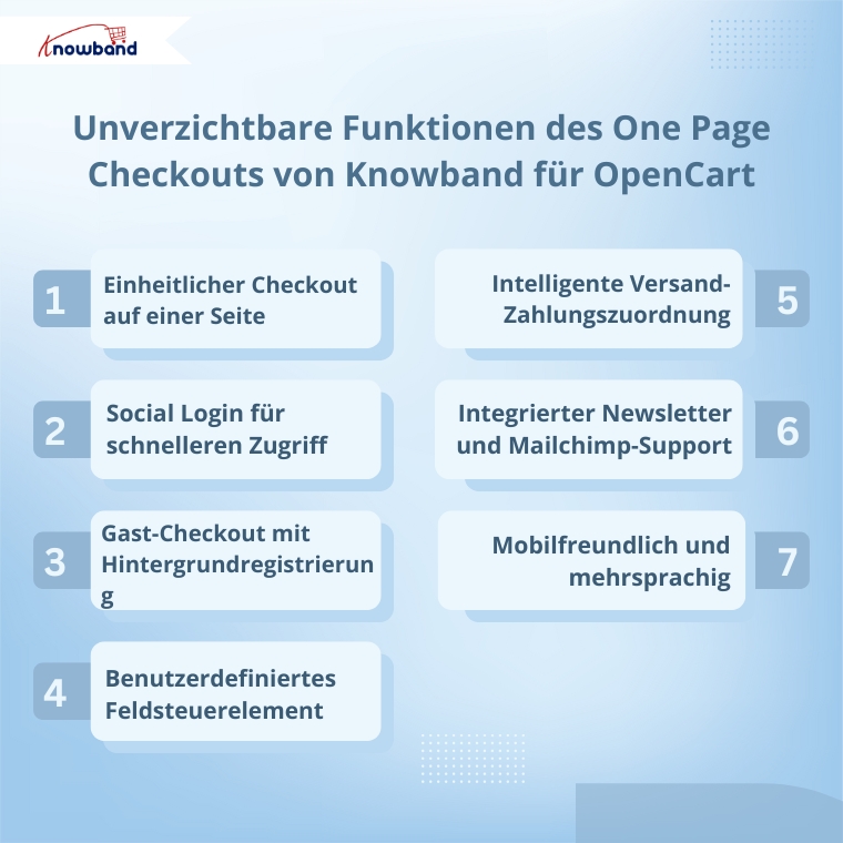 Unverzichtbare Funktionen des Knowband One Page Checkout Plugins für OpenCart