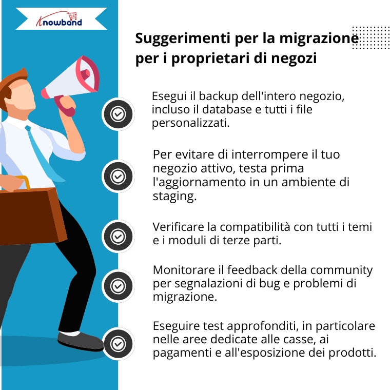 Suggerimenti per la migrazione rivolti ai proprietari di negozi PrestaShop.