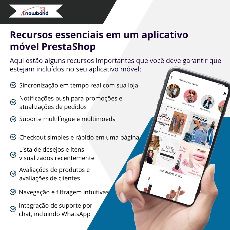 Funcionalidades essenciais em um aplicativo móvel PrestaShop