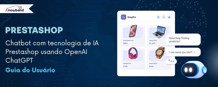 O addon PrestaShop AI Chatbot da Knowband oferece suporte ao cliente instantâneo em lojas online.