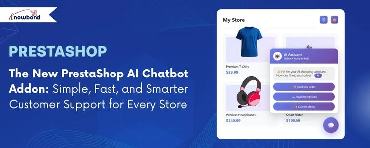 PrestaShop AI Chatbot Addon by Knowband offering instant customer support on eCommerce stores.