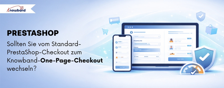 Confronto tra il checkout predefinito di PrestaShop e il Knowband One Page Checkout che evidenzia un’esperienza di pagamento più rapida e fluida