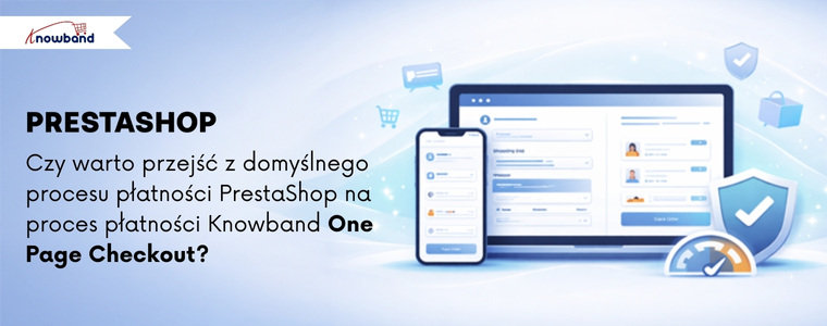 Porównanie domyślnego checkoutu PrestaShop i Knowband One Page Checkout, podkreślające szybszy i płynniejszy proces zakupowy