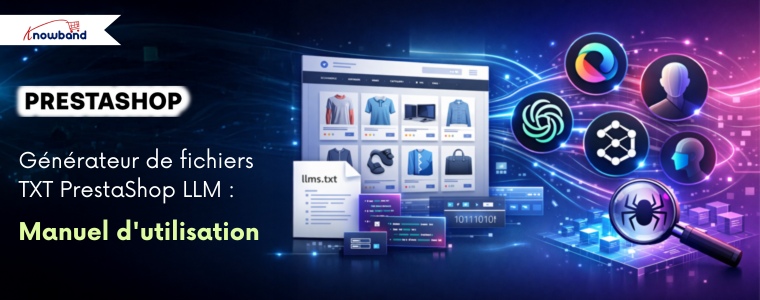 Le générateur LLMs TXT pour PrestaShop crée un fichier llms.txt pour les outils d’IA tels que ChatGPT, DeepSeek, Gemini et bien d’autres, incluant les produits, pages, catégories et informations sur l’entreprise.
