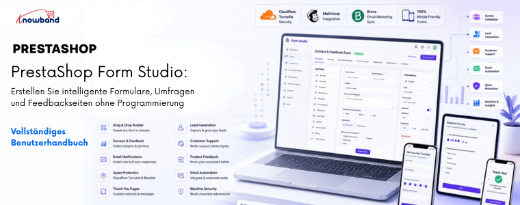 Knowband PrestaShop Form Studio Vollständiges Benutzerhandbuch zur Erstellung von Kontakt-, Feedback- und Umfrageformularen für PrestaShop-Shops