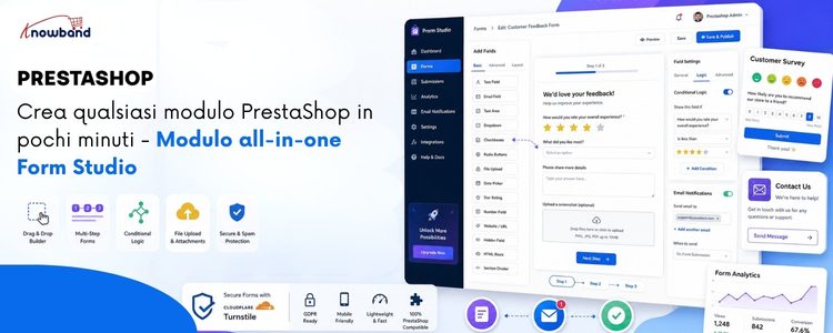 Crea moduli PrestaShop personalizzati in pochi minuti utilizzando Knowband Form Studio, il modulo "all-in-one" per la creazione di moduli.