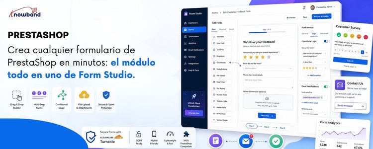 Crie formulários personalizados para o PrestaShop em minutos usando o Knowband Form Studio, o módulo construtor de formulários "tudo em um".