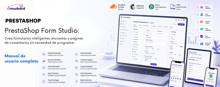 Guía del usuario de PrestaShop Form Studio: creador de formularios todo en uno para comentarios, contactos y encuestas.