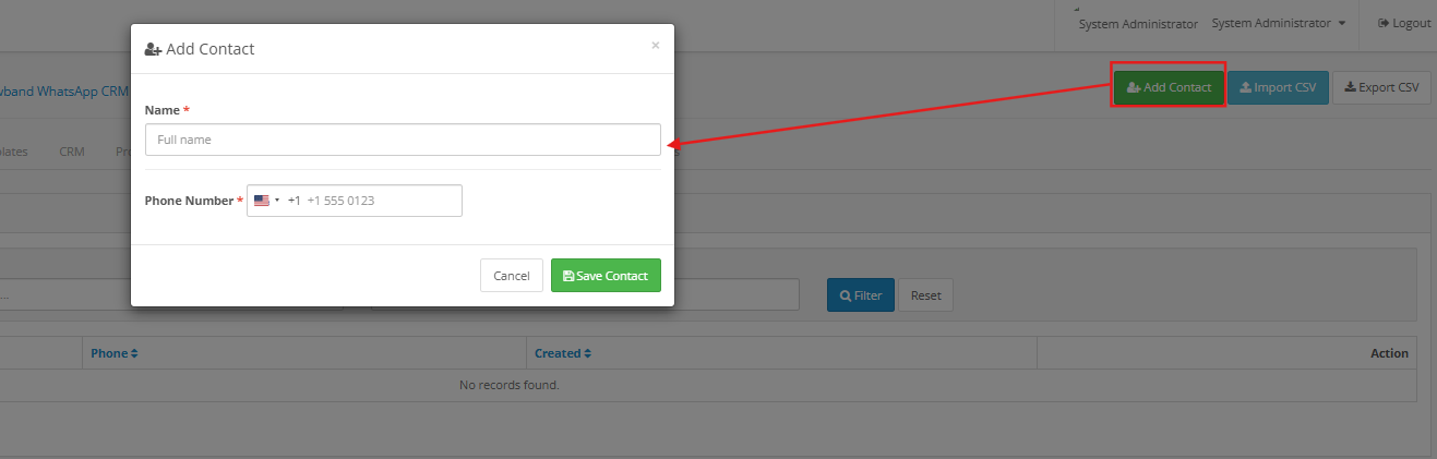 Whatsapp contect settings