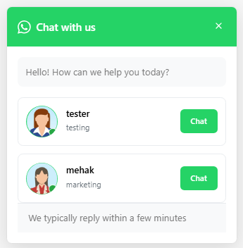 Chatbox frontend view.