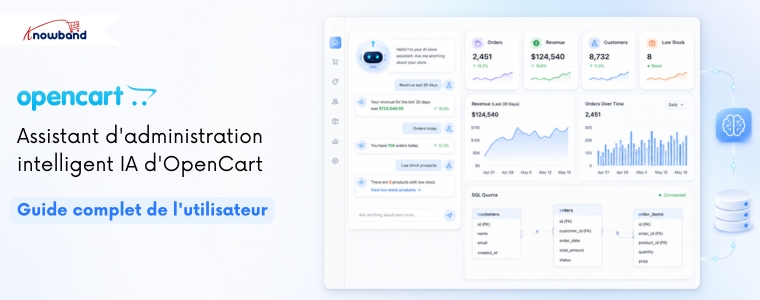 L'assistant d'administration OpenCart basé sur l'IA intelligente de Knowband simplifie la gestion de la boutique grâce à l'intelligence artificielle. Il aide les marchands à gérer les tâches, générer du contenu, répondre aux questions opérationnelles et optimiser les flux de travail e-commerce quotidiens. En réduisant les efforts manuels et en améliorant l'efficacité, cet assistant intelligent permet aux propriétaires de boutiques de se concentrer sur la croissance tout en assurant le bon fonctionnement de leur activité.