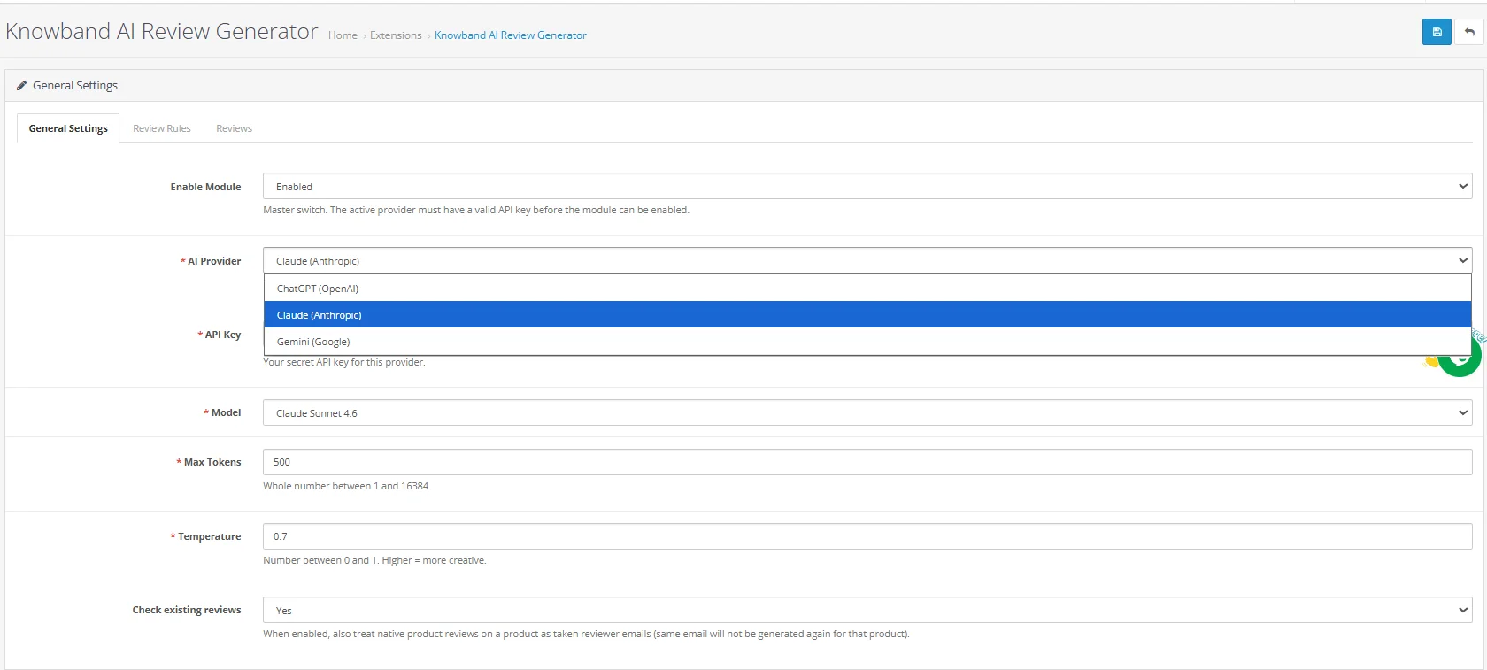 OpenCart AI Review Generator Extension - Complete User Guide