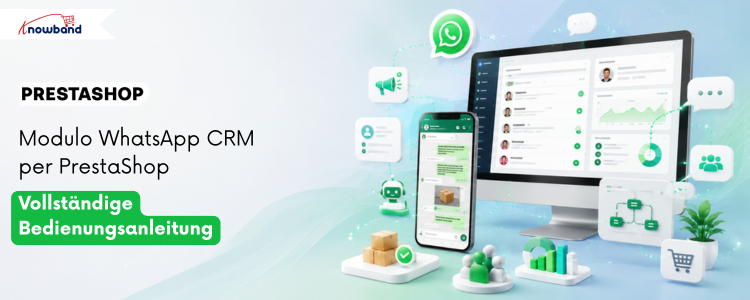 Dashboard des PrestaShop WhatsApp CRM-Moduls mit Anzeige der WhatsApp Business API-Integration, Bestellbenachrichtigungen, Live-Chat-CRM und Einstellungen für Marketingkampagnen