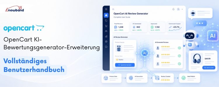 Der OpenCart KI-Bewertungsgenerator von Knowband unterstützt Online-Händler dabei, mithilfe fortschrittlicher künstlicher Intelligenz relevante, ansprechende und realistische Produktbewertungen zu erstellen.