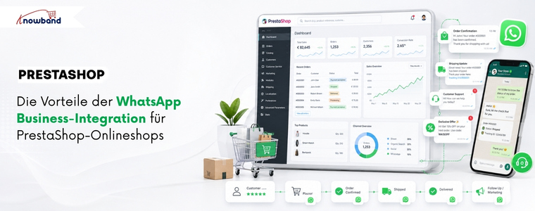 PrestaShop WhatsApp-CRM-Modul für automatisierte Bestellbenachrichtigungen, Kundensupport, Live-Chat und Marketingkampagnen in PrestaShop-Shops.