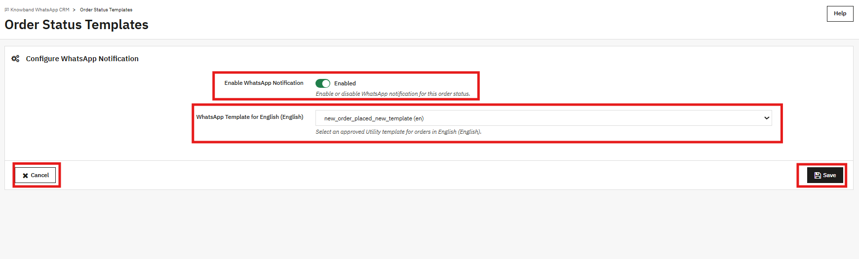 How to map a message template with an order template on the opder status template settings.