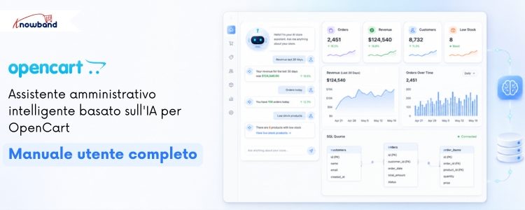 OpenCart Smart AI Admin Assistant di Knowband semplifica l'amministrazione del negozio grazie all'intelligenza artificiale. Aiuta i commercianti a gestire le attività, generare contenuti, rispondere a domande operative e ottimizzare i flussi di lavoro quotidiani dell'e-commerce. Riducendo il lavoro manuale e migliorando l'efficienza, questo assistente intelligente consente ai proprietari dei negozi di concentrarsi sulla crescita, garantendo al contempo una gestione fluida delle operazioni.